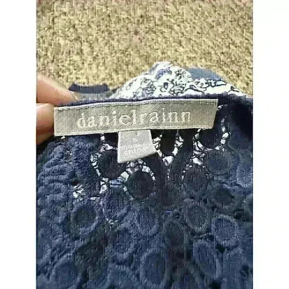 Daniel Rainn Womens Shirt Small Blue Lace Embroidery Boho Blouse - Picture 7 of 8